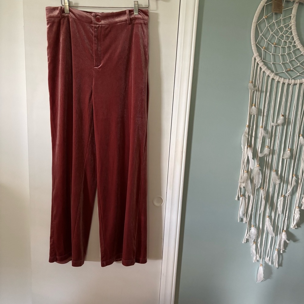 BiBi Velvet Trousers in Soft Pink size Large